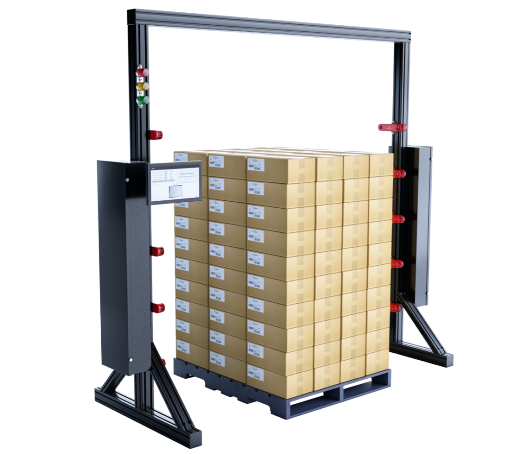 Incoming and outgoing palleted goods are scanned tracked and inspected faster with greater accuracy