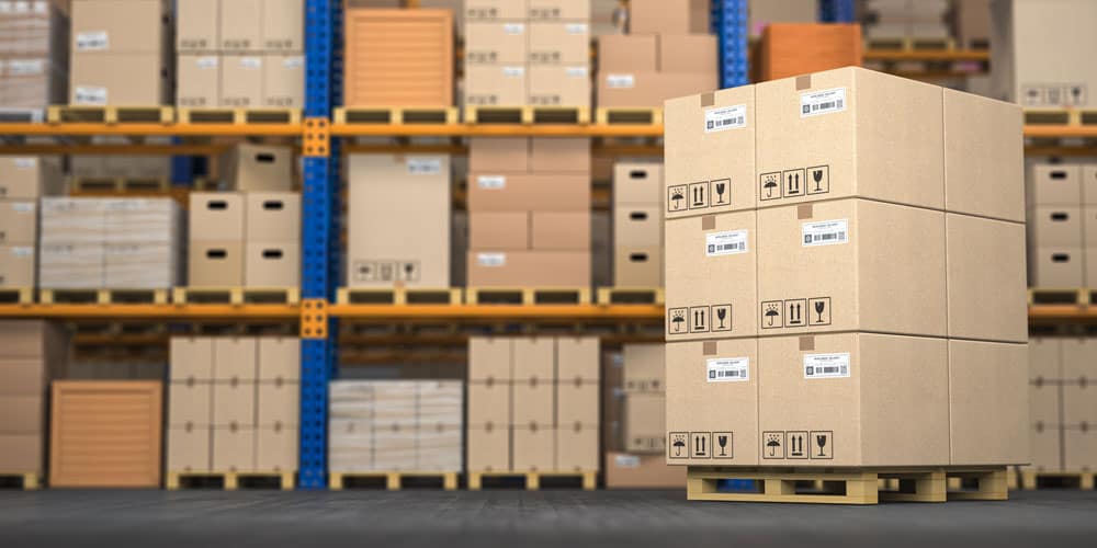 warehouse or storage with cardboard