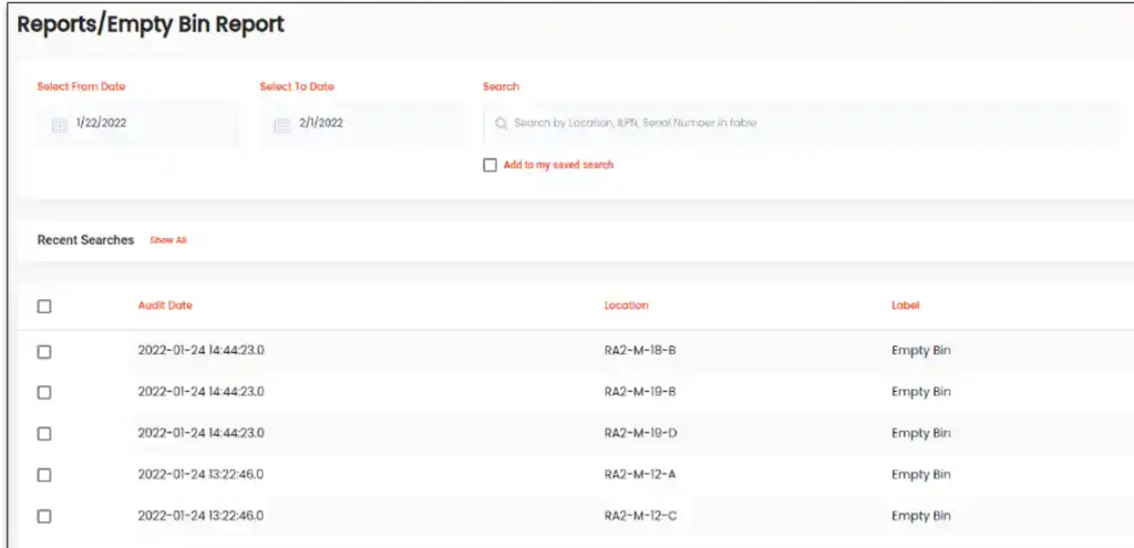 ViewDECK Inventory Visualization 7 Empty bin reporting
