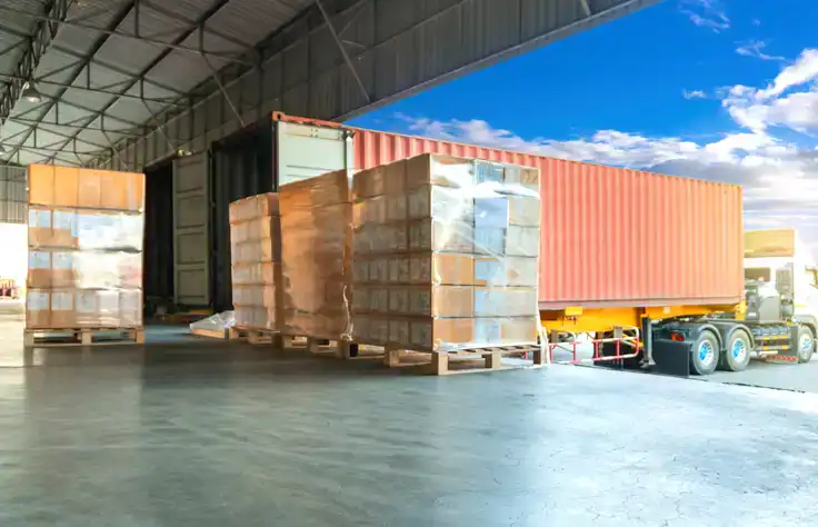 Inventory Scanning & Tracking Solutions 4 Freight transportation by trucks, trucks trailer docking loading cargo at warehouse