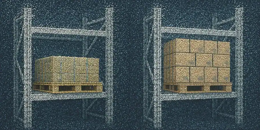 Figure 5 Full pallet depth map and one layer removed from pallet