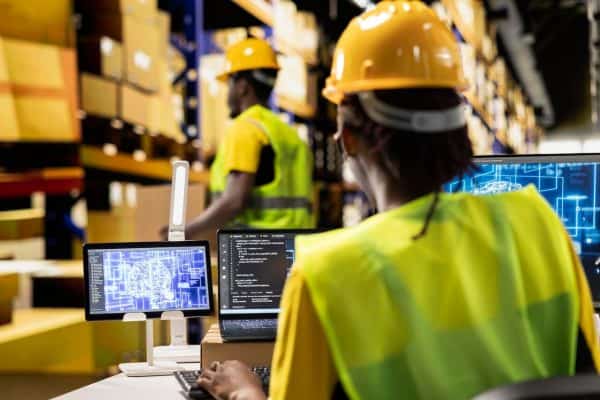 female warehouse staff overseeing order fulfillment with ai brain support 482257 129608