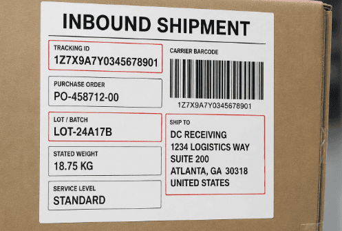 Automating Inbound Parcel Identification and Internal Labeling 2 Inbound Shipping